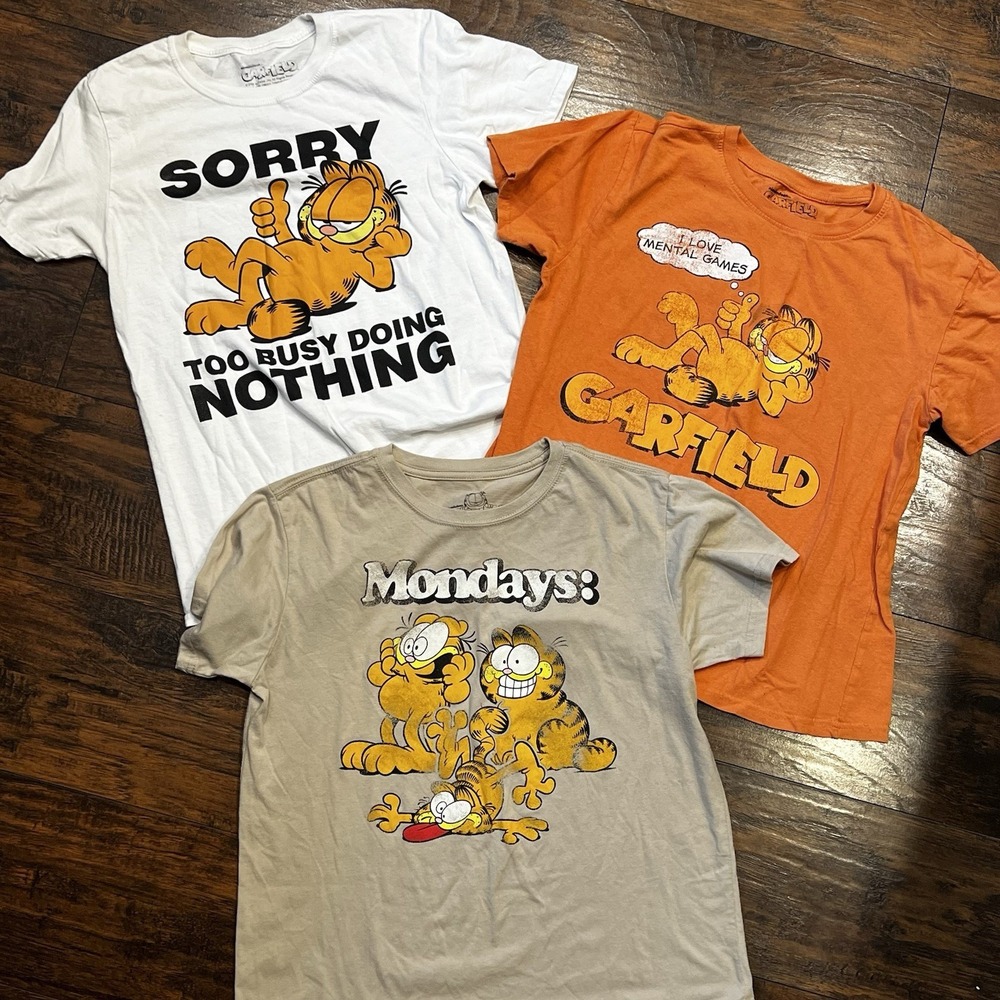Garfield 3-Pack T-Shirts Unisex Size Small, Medium & Large, Cartoon, Cat